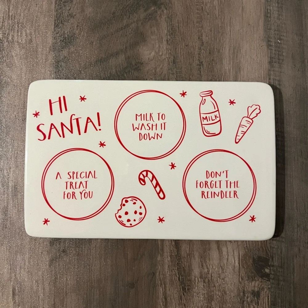 Target Bullseyes Playground Christmas Ceramic Milk & Cookies Serving Platter